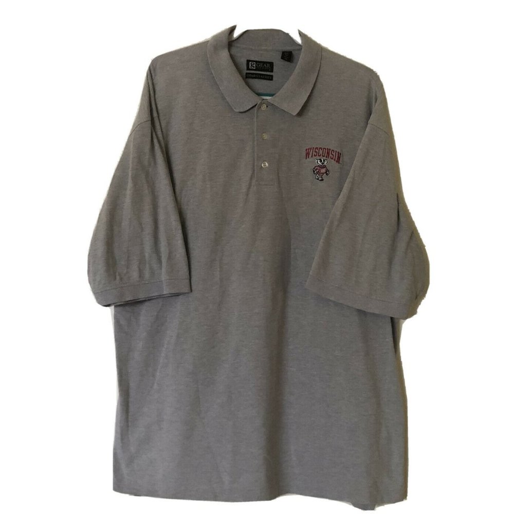Wisconsin Badgers Grey Polo XXL Embroidered Badger